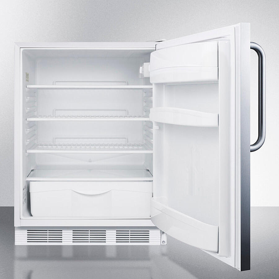 Summit FF6LW7CSS Commercially Listed Built-In Undercounter All-Refrigerator For General Purpose Use, Auto Defrost W/Complete Stainless Steel Wrapped Exterior And Front Lock