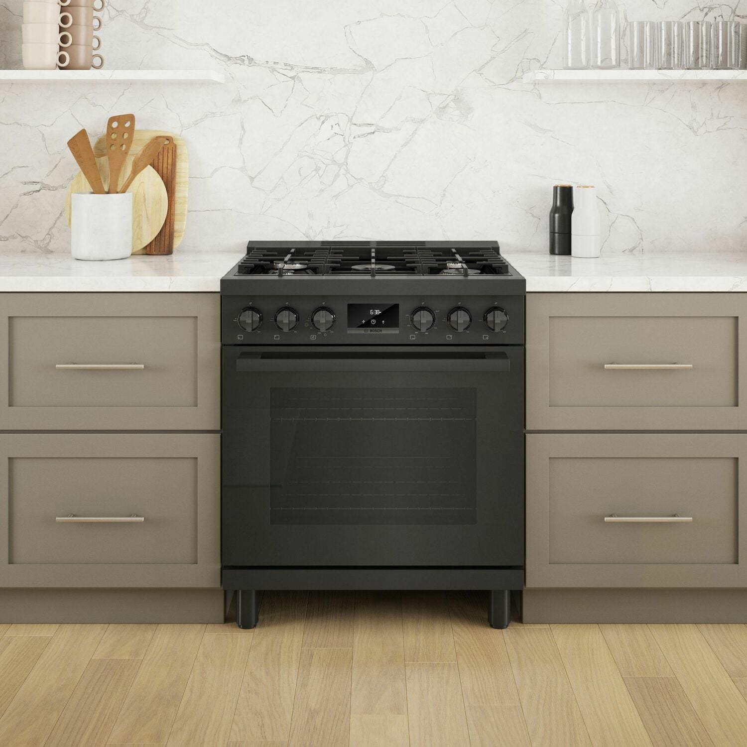 Bosch HGS8045UC 800 Series Gas Freestanding Range 30'' Black Stainless Steel Hgs8045Uc