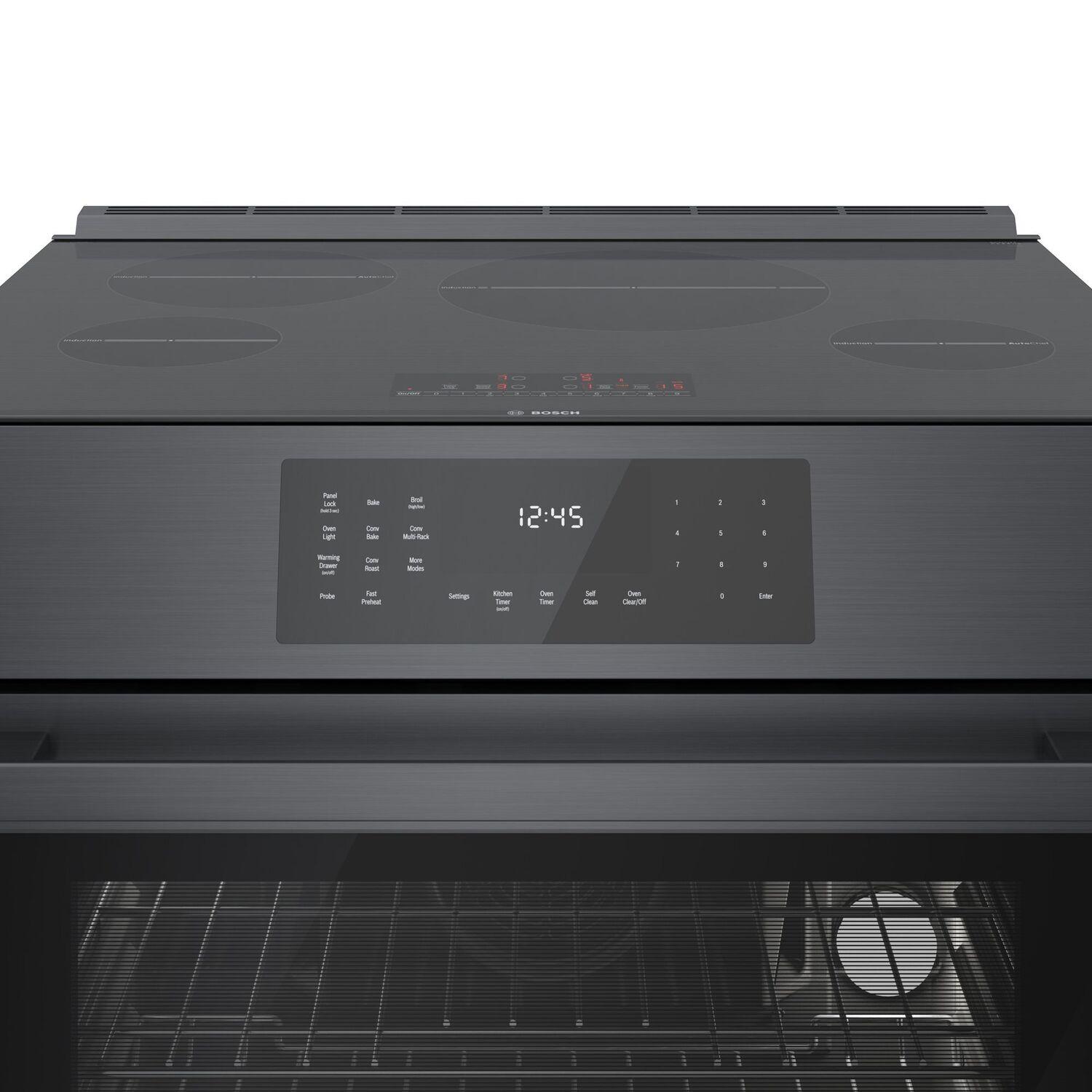 Bosch HII8047U 800 Series Induction Slide-In Range 30'' Black Stainless Steel Hii8047U