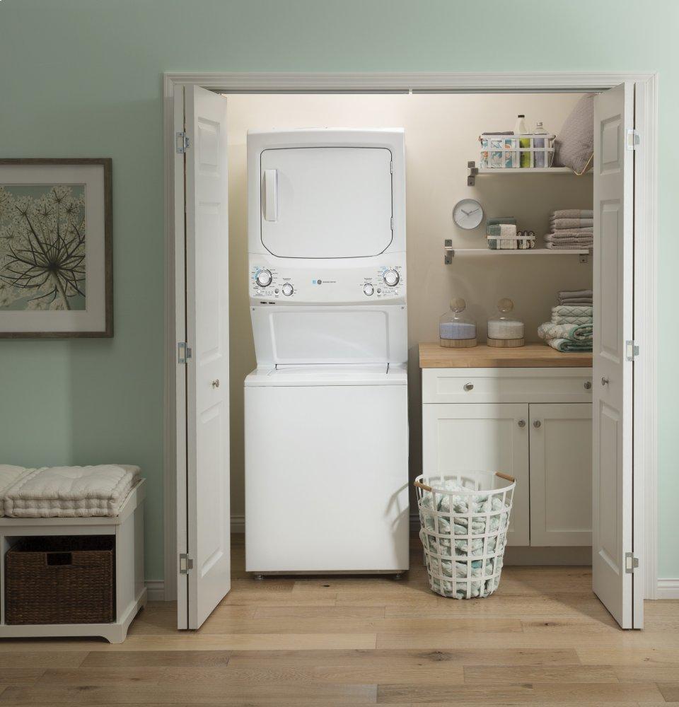 Ge Appliances GUD27GESNWW Ge Unitized Spacemaker® Energy Star® 3.9 Cu. Ft. Capacity Washer With Stainless Steel Basket And 5.9 Cu. Ft. Capacity Gas Dryer