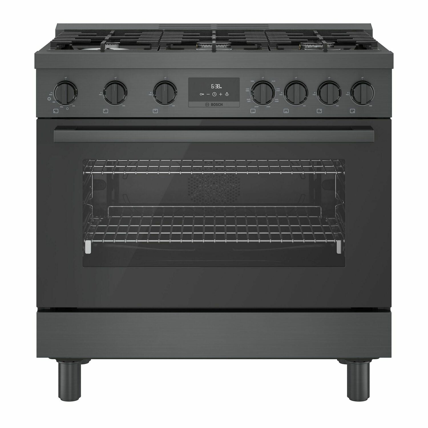 Bosch HDS8645U 800 Series Dual Fuel Freestanding Range 36'' Black Stainless Steel Hds8645U