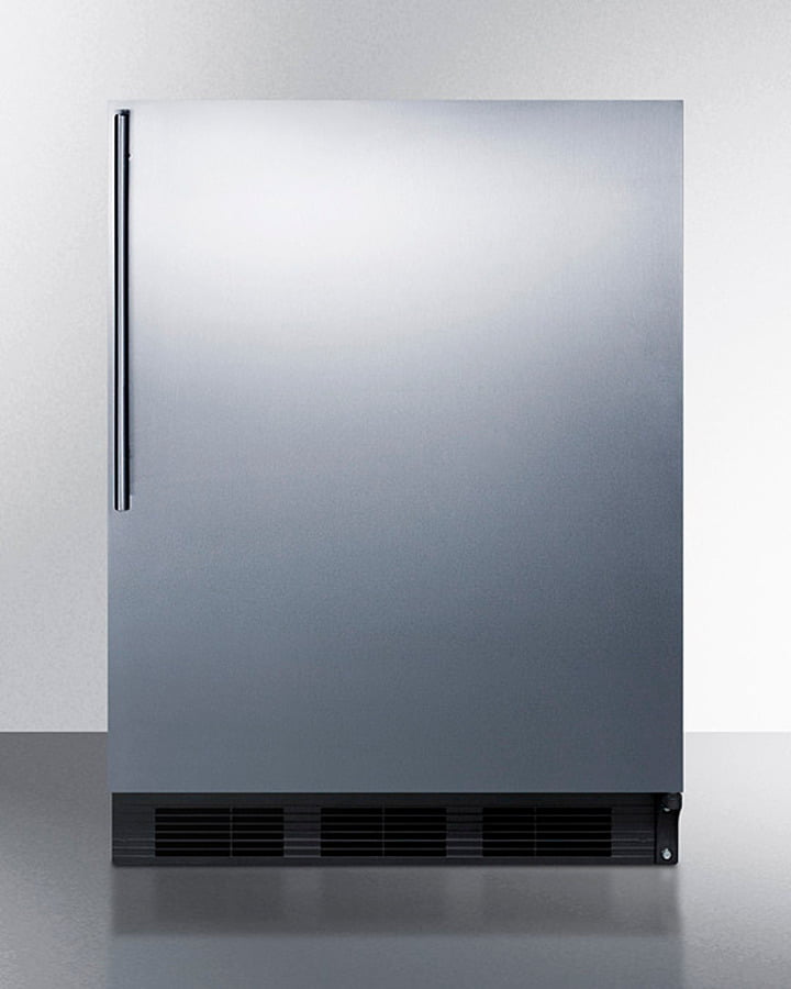 Summit FF7BKSSHV Commercially Listed Freestanding All-Refrigerator For General Purpose Use, Auto Defrost W/Ss Wrapped Door, Thin Handle, And Black Cabinet