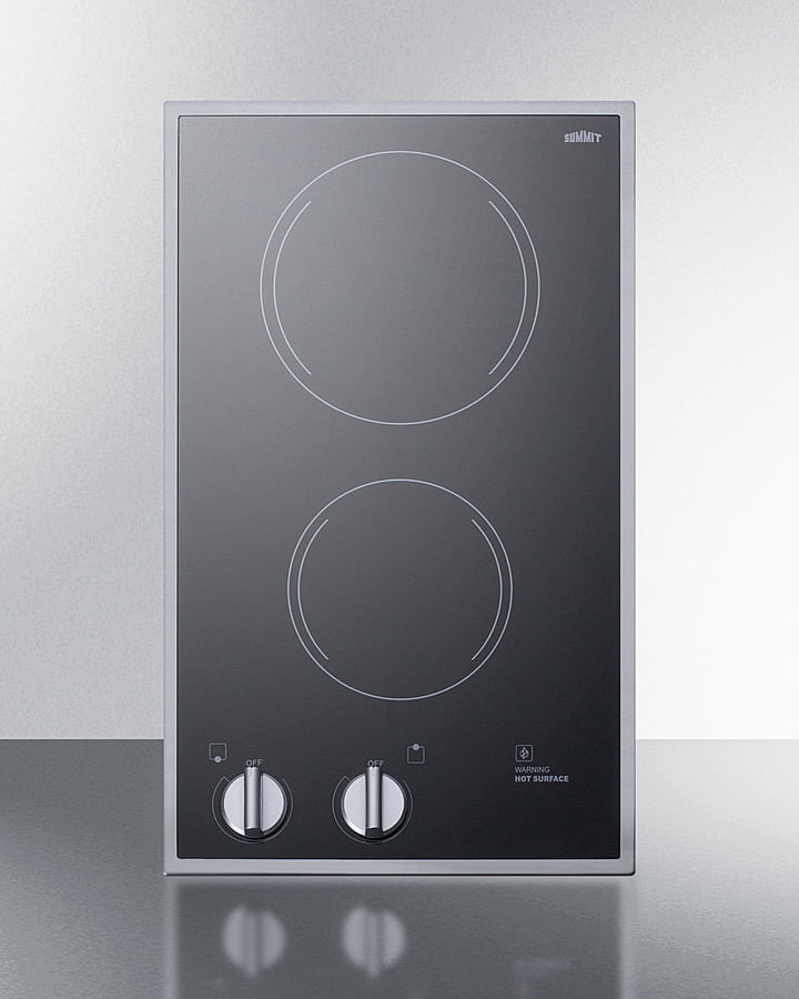 Summit CR2B22ST 12" Wide 220/240V 2-Burner Radiant Cooktop