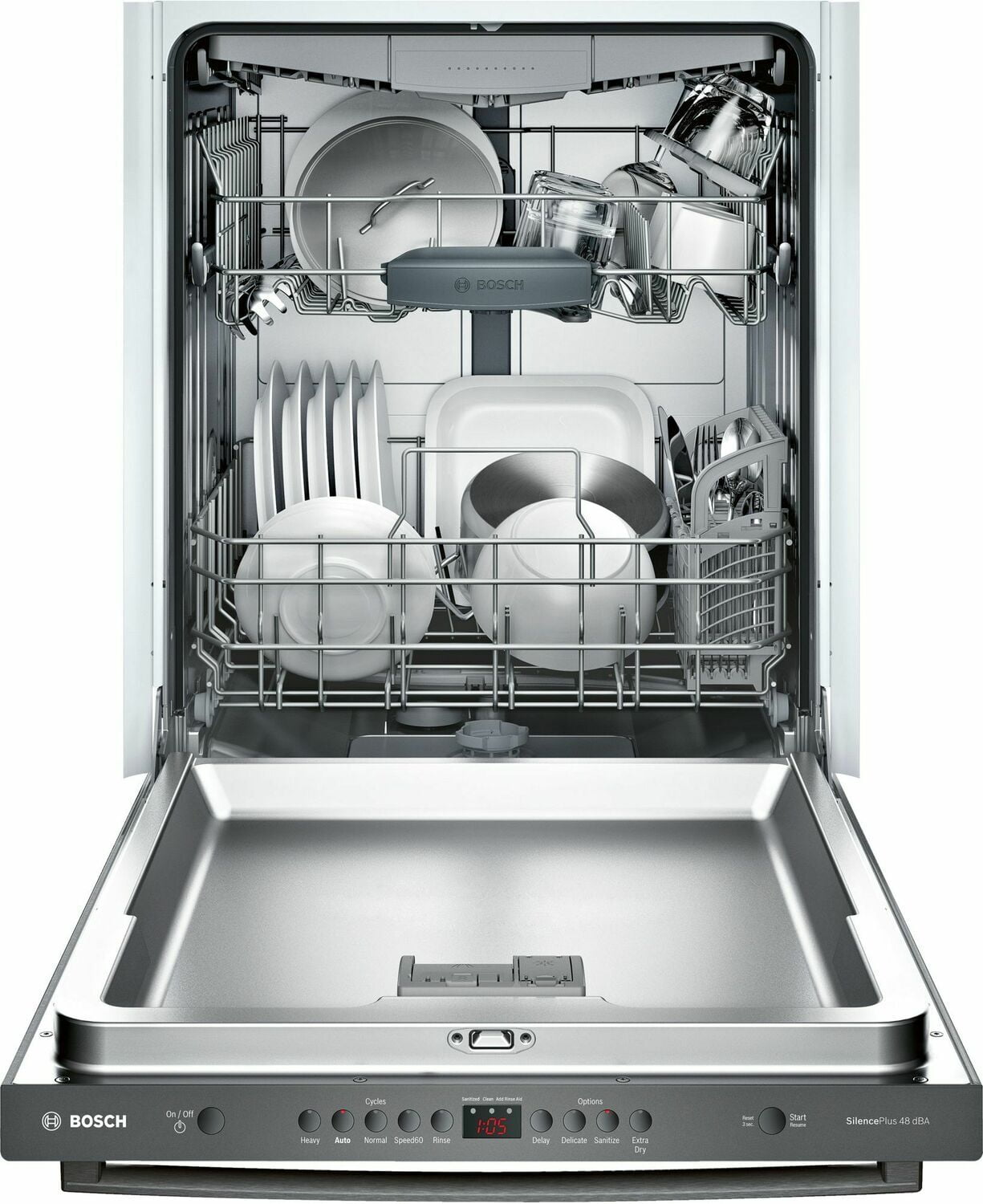 Bosch SHXM4AY54N 100 Series Dishwasher 24'' Black Stainless Steel, Xxl Shxm4Ay54N