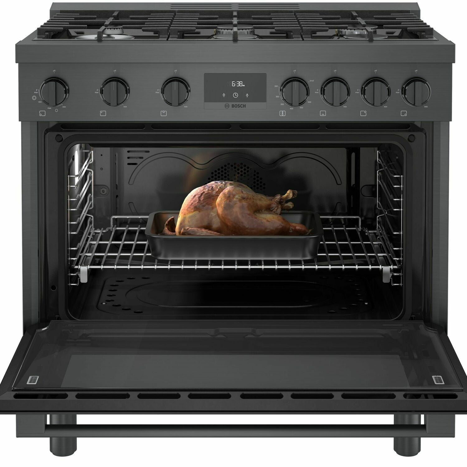 Bosch HGS8645UC 800 Series Gas Freestanding Range 36'' Black Stainless Steel Hgs8645Uc