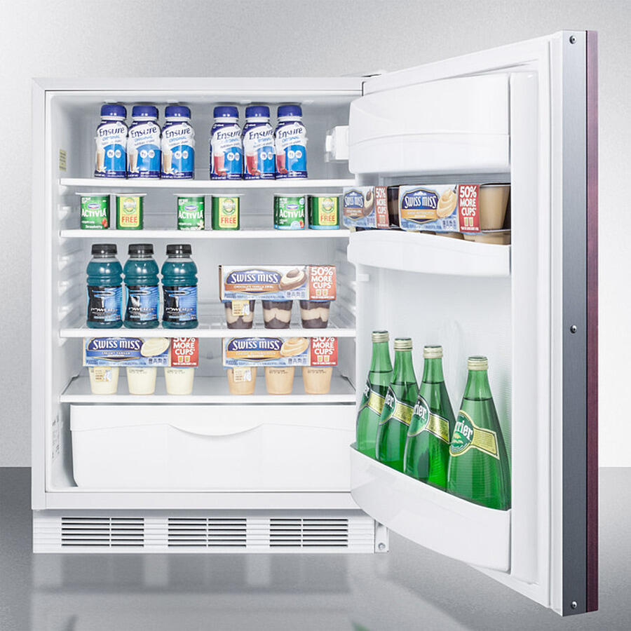Summit FF6WBIIFADA Ada Compliant All-Refrigerator For Built-In General Purpose Use, Auto Defrost W/Integrated Door Frame For Overlay Panels And White Cabinet