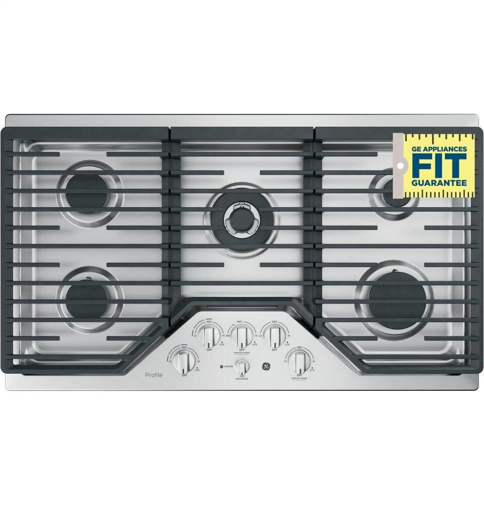 Ge Appliances PGP9036SLSS Ge Profile™ 36" Built-In Tri-Ring Gas Cooktop With 5 Burners And Included Extra-Large Integrated Griddle