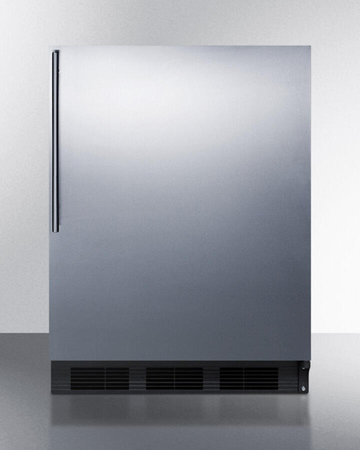 Summit CT66BBISSHVADA Built-In Undercounter Ada Compliant Refrigerator-Freezer For General Purpose Use, W/Dual Evaporator Cooling, Ss Door, Thin Handle, And Black Cabinet
