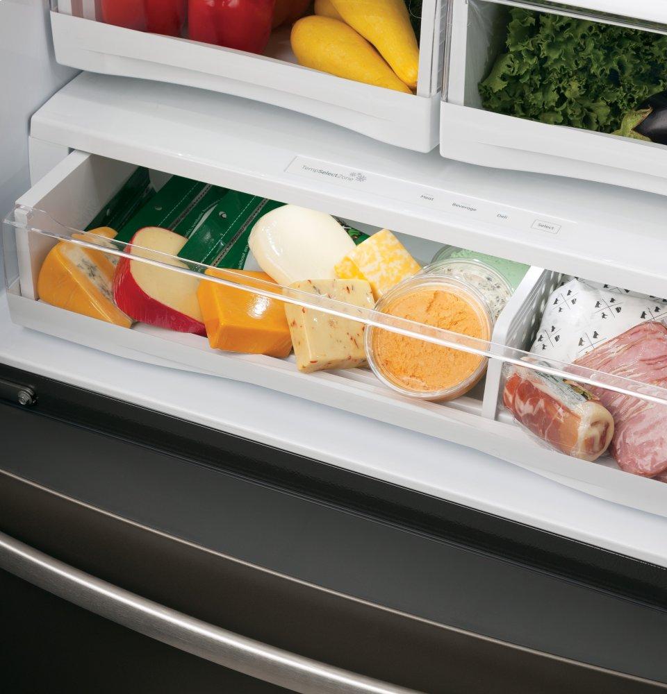 Ge Appliances PYD22KBLTS Ge Profile™ Series 22.1 Cu. Ft. Counter-Depth French-Door Refrigerator With Door In Door And Hands-Free Autofill