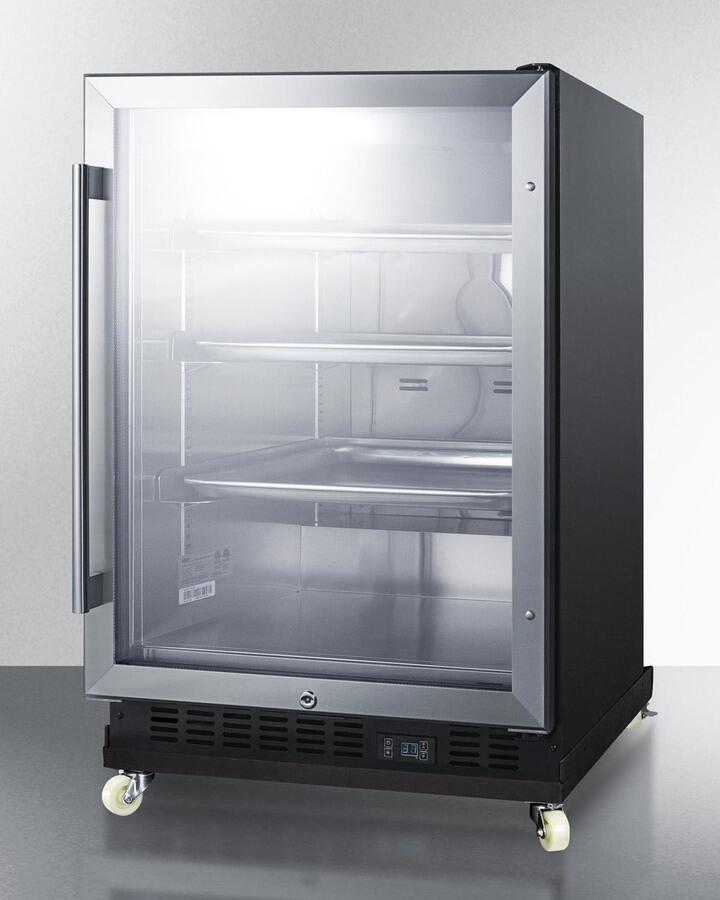 Summit SCR610BLRI 24" Wide Built-In Mini Reach-In Beverage Center With Dolly