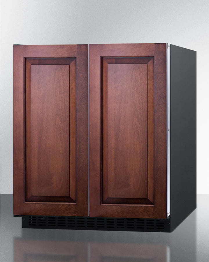 Summit FFRF3070BIF Frost-Free Side-By-Side Refrigerator-Freezer For Built-In Or Freestanding Use With Black Cabinet, Panel-Ready Doors, And Digital Controls