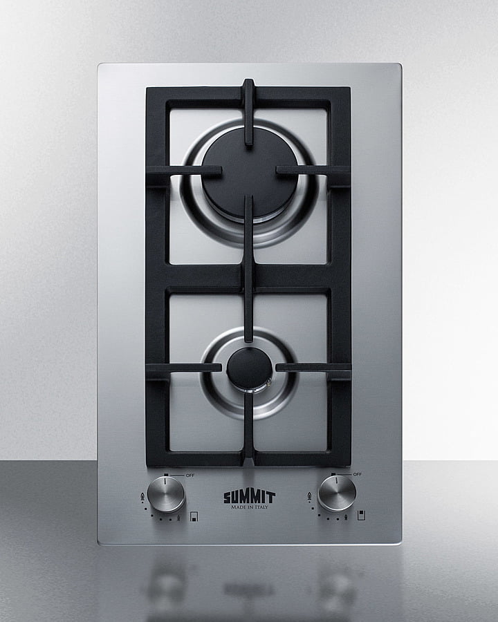 Summit GCJ2SS 12" Wide 2-Burner Gas Cooktop In Stainless Steel