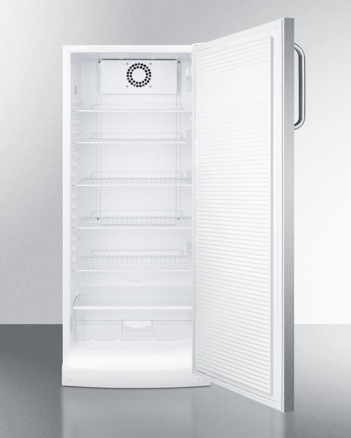Summit FFAR10SSTB 10.1 Cu.Ft. General Purpose All-Refrigerator In Slim 24" Width, With Automatic Defrost, Internal Fan, Stainless Steel Door, And Towel Bar Handle