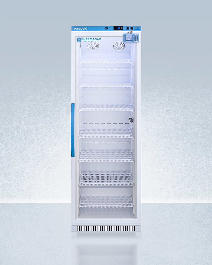 Summit ARG15PVDL2B Performance Series Pharma-Vac 15 Cu.Ft. Upright Glass Door All-Refrigerator For Vaccine Storage With Factory-Installed Data Logger, Antimicrobial Silver-Ion Handle, And Hospital Grade Cord With 'Green Dot' Plug