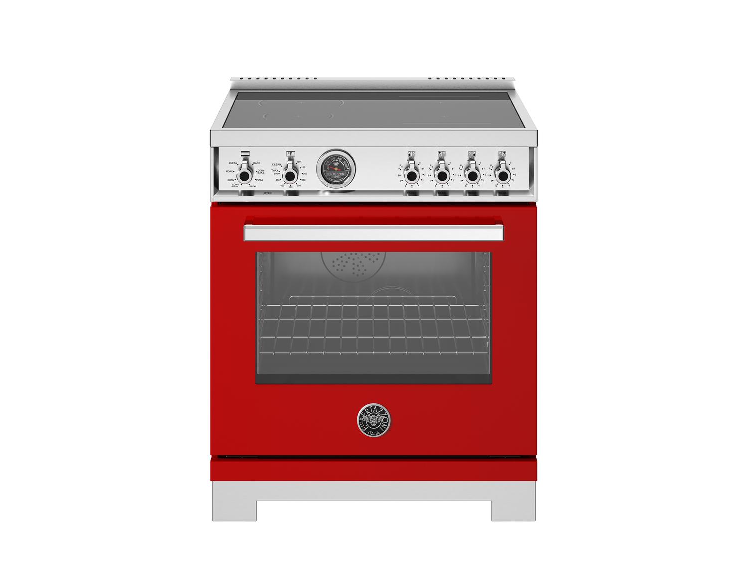 Bertazzoni PRO304IFEPROT 30 Inch Induction Range, 4 Heating Zones, Electric Self-Clean Oven Rosso