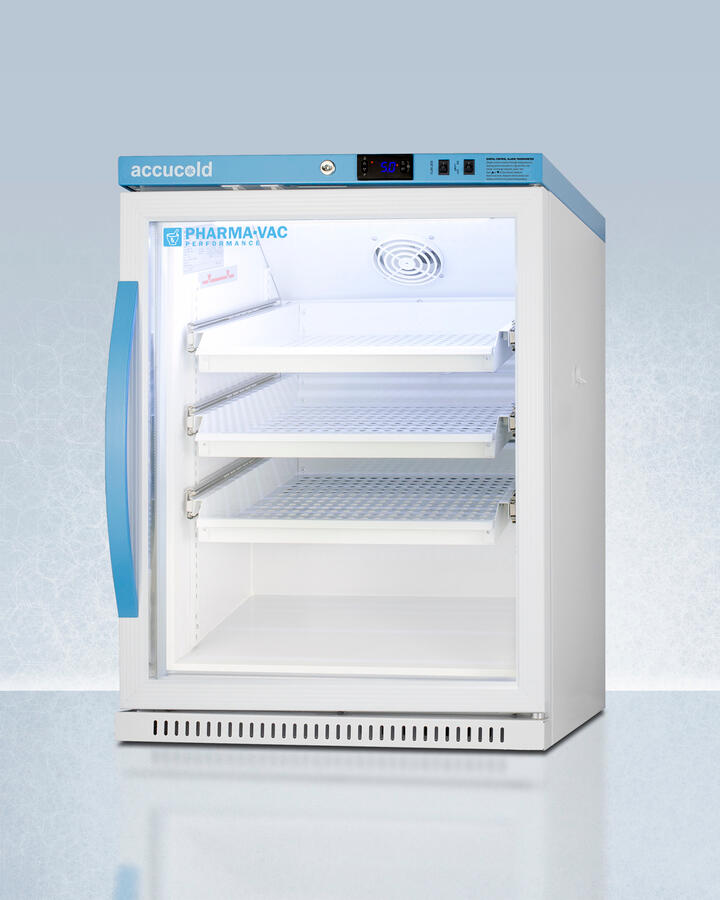 Summit ARG6PVDR Performance Series Pharma-Vac 6 Cu.Ft. Freestanding, Ada Height All-Refrigerator For Vaccines Storage With Three Removable Ventilated Drawers, Antimicrobial Silver Ion Handle, And Hospital Grade Cord With 'Green Dot' Plug