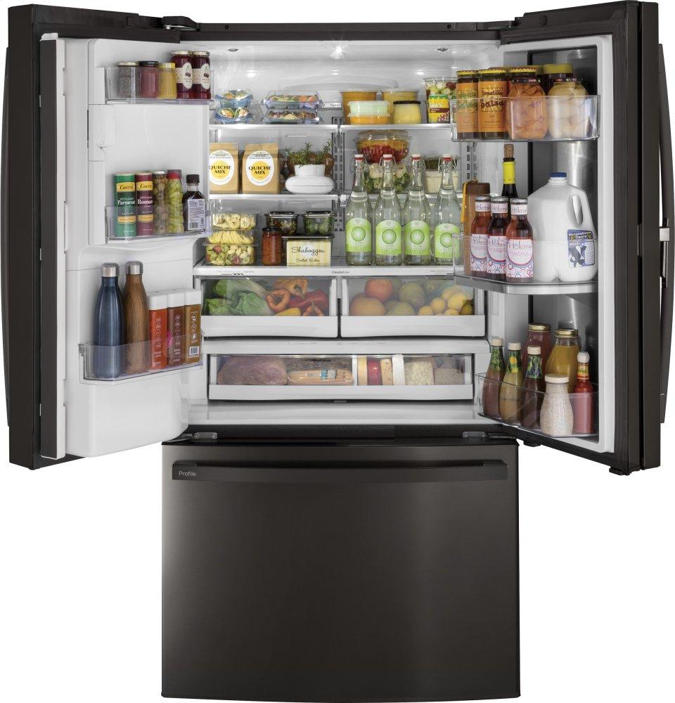 Ge Appliances PYD22KBLTS Ge Profile™ Series 22.1 Cu. Ft. Counter-Depth French-Door Refrigerator With Door In Door And Hands-Free Autofill