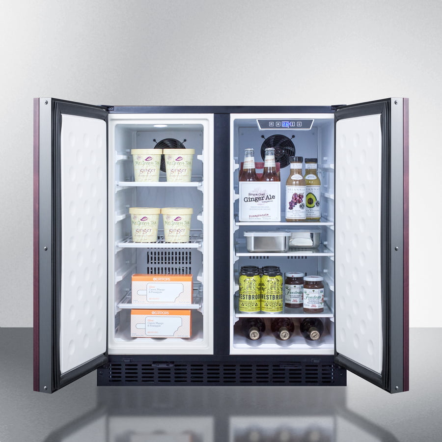 Summit FFRF3070BIF Frost-Free Side-By-Side Refrigerator-Freezer For Built-In Or Freestanding Use With Black Cabinet, Panel-Ready Doors, And Digital Controls