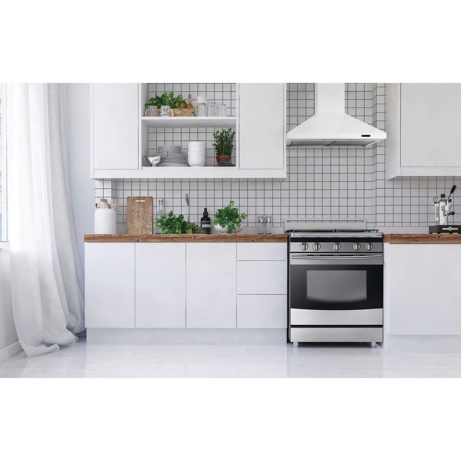 Broan EW4830WH Broan® 30-Inch Convertible Wall-Mount Chimney Range Hood, 400 Cfm, White