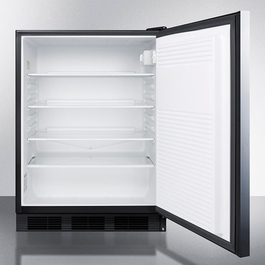 Summit AL752BKBISSHH Ada Compliant Built-In Undercounter All-Refrigerator For General Purpose Use, Auto Defrost W/Ss Wrapped Door, Horizontal Handle, And Black Cabinet