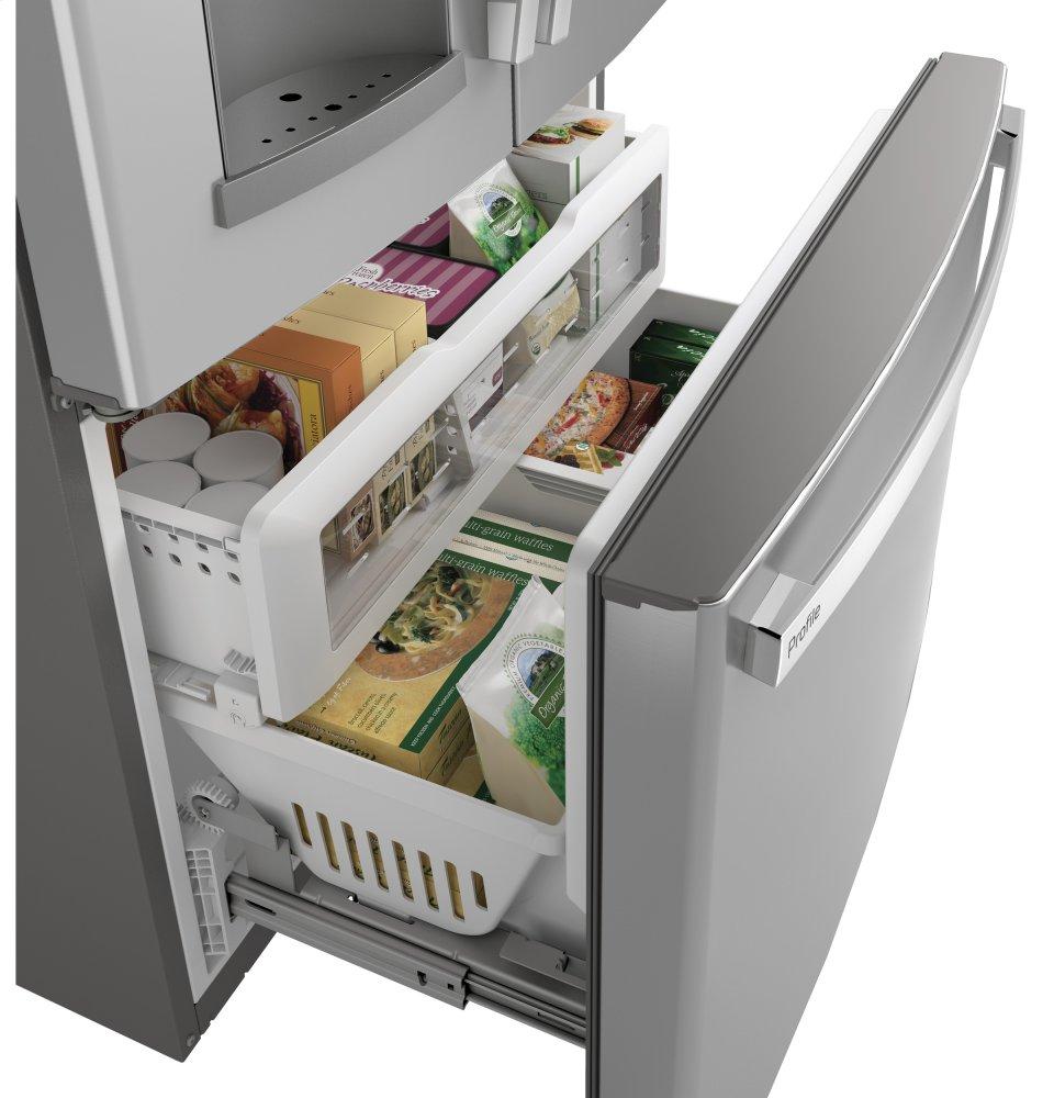 Ge Appliances PYD22KYNFS Ge Profile™ Series 22.1 Cu. Ft. Counter-Depth Fingerprint Resistant French-Door Refrigerator With Door In Door And Hands-Free Autofill
