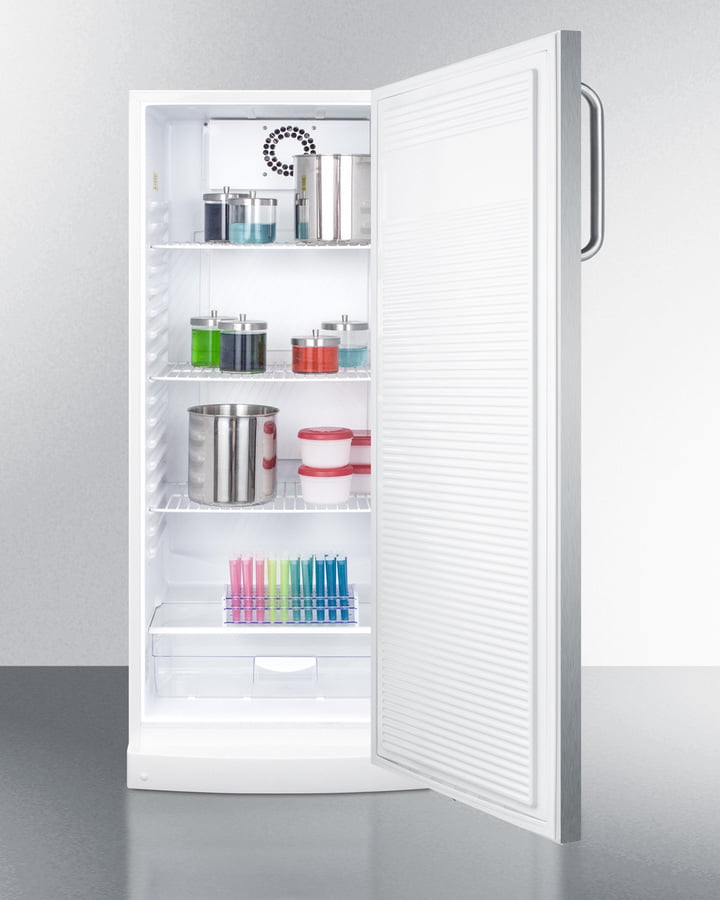 Summit FFAR10SSTB 10.1 Cu.Ft. General Purpose All-Refrigerator In Slim 24" Width, With Automatic Defrost, Internal Fan, Stainless Steel Door, And Towel Bar Handle