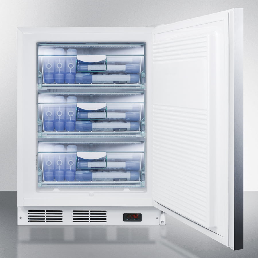 Summit VT65MLSSHHADA Ada Compliant Freestanding Medical All-Freezer Capable Of -25 C Operation, With Lock, Wrapped Stainless Steel Door And Horizontal Handle