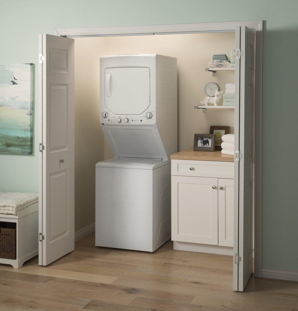 Ge Appliances GUD24GSSMWW Ge Unitized Spacemaker® 2.3 Cu. Ft. Capacity Washer With Stainless Steel Basket And 4.4 Cu. Ft. Capacity Gas Dryer