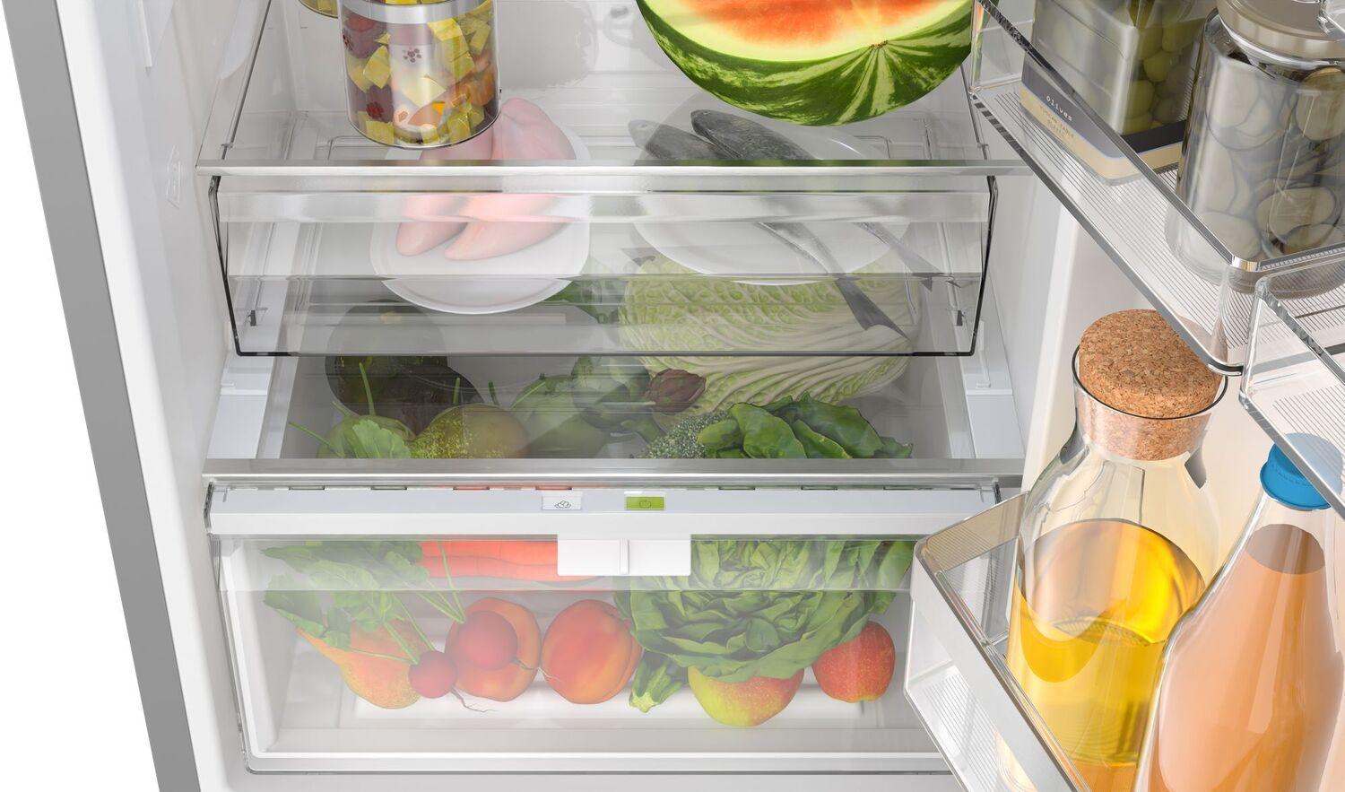 Bosch B24CB80ESW 800 Series Free-Standing Fridge-Freezer With Freezer At Bottom, Glass Door 24" White