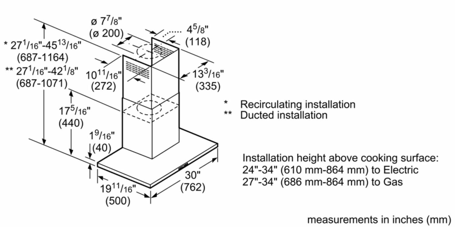 Bosch HCB50651UC 500 Series, Box Style Canopy, 600 Cfm