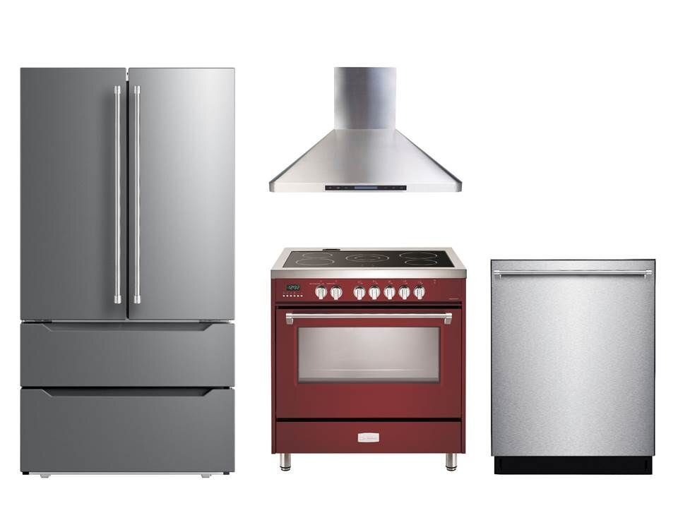Verona VDFSEE365BU Burgundy 36" Designer Electric Glass Top Range - Designer Series