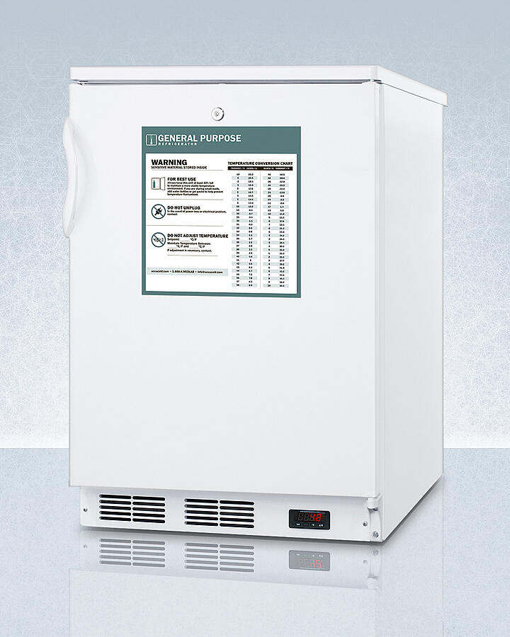 Summit FF7LWGP Commercially Listed Freestanding All-Refrigerator For General Purpose Use, With Front Lock, Automatic Defrost Operation And White Exterior