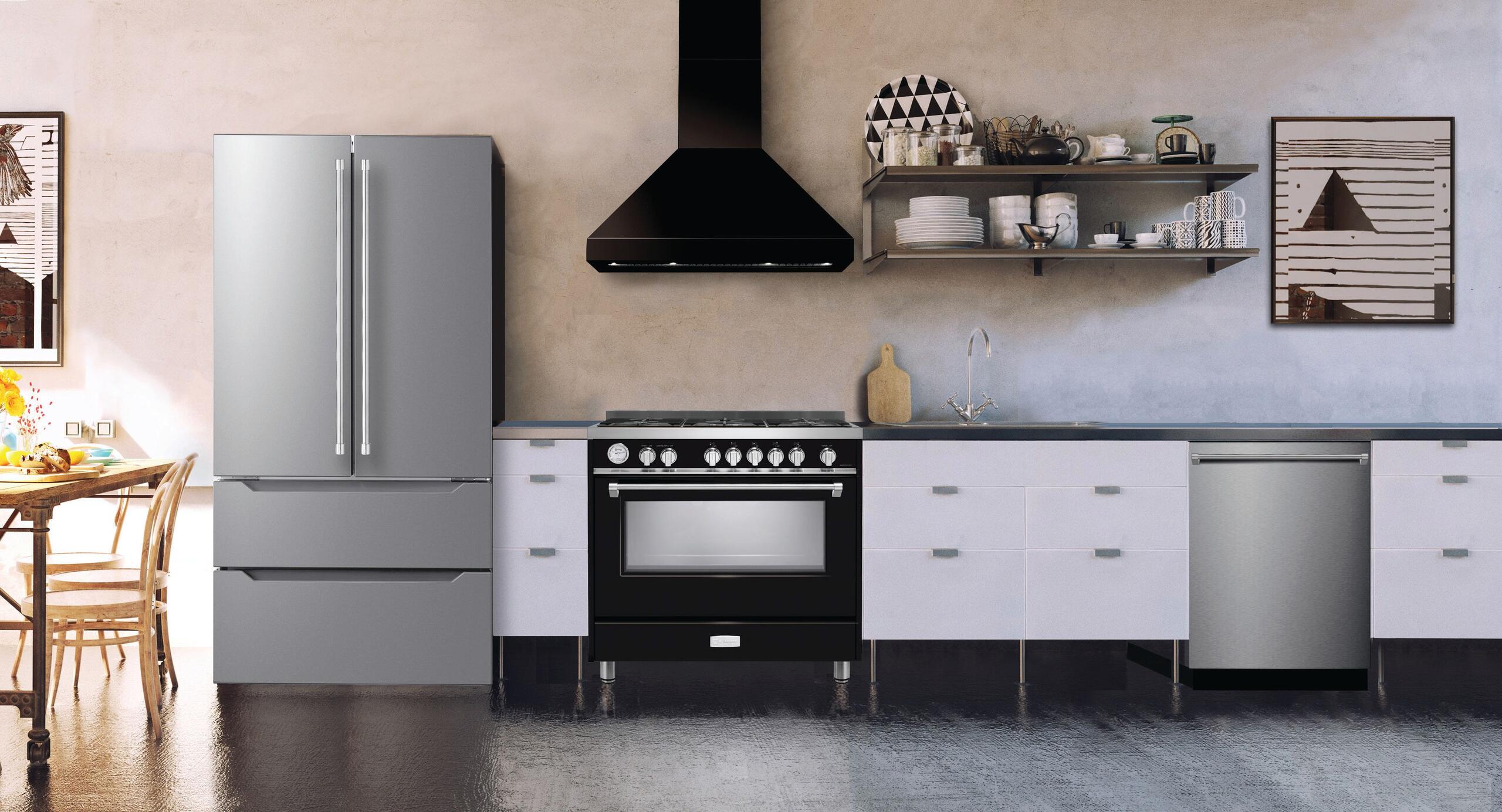 Verona VECHW36GB 36" Designer Chimney Wall Hood- 600 Cfm - 4 Speeds