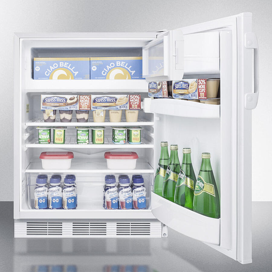 Summit CT66LWADA Freestanding Ada Compliant Refrigerator-Freezer For General Purpose Use, With Dual Evaporator Cooling, Cycle Defrost, Lock, And White Exterior