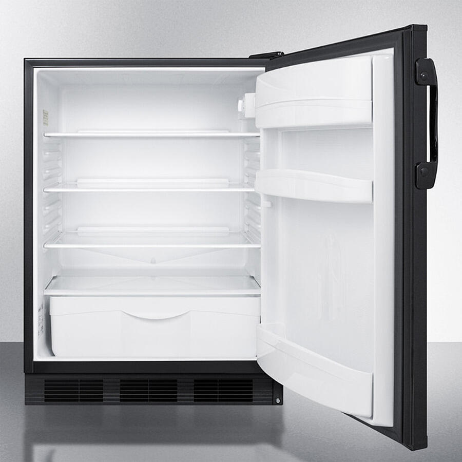 Summit FF6BK Freestanding Counter Height All-Refrigerator For General Purpose Use, With Automatic Defrost Operation And Black Exterior