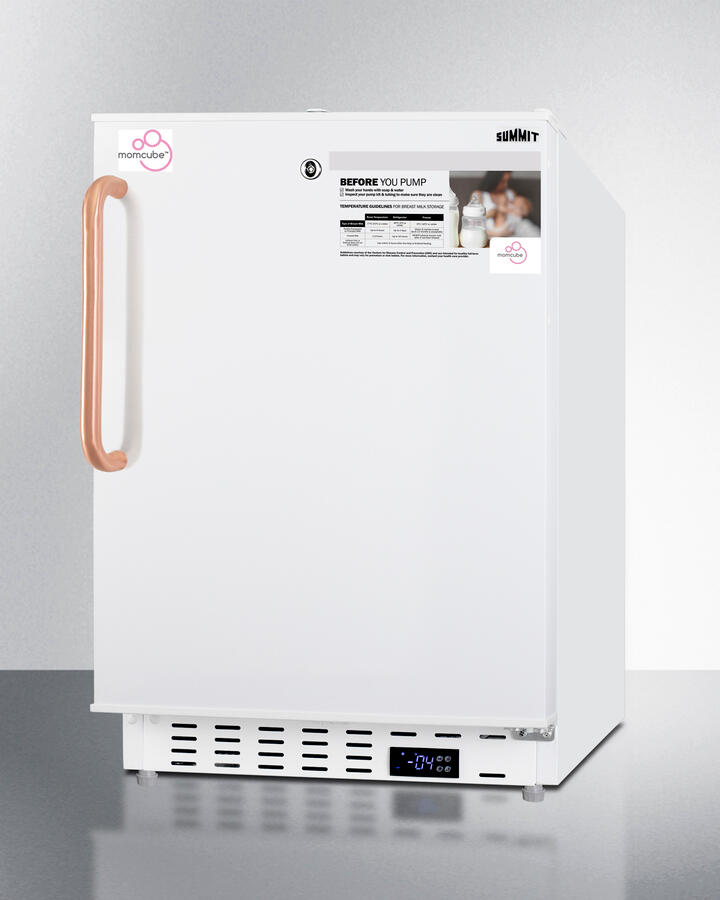 Summit ALFZ36LMCTBC Built-In Ada Compliant Momcube Residential All-Freezer In White With Antimicrobial Copper Handle, Keyed Lock, Door Storage, Digital Controls, And Manual Defrost Operation