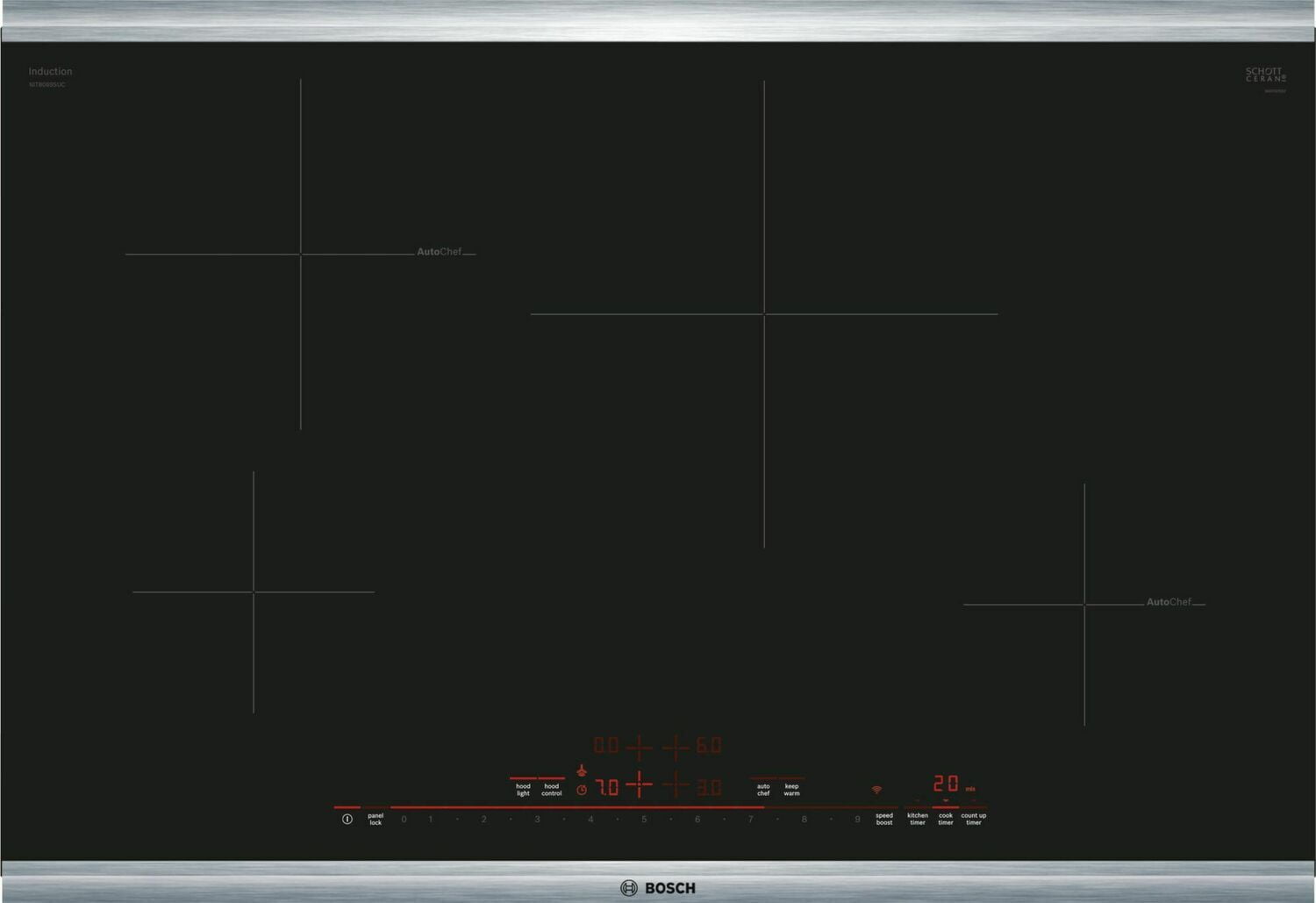 Bosch NIT8069SUC 800 Series Induction Cooktop 30'' Black Nit8069Suc