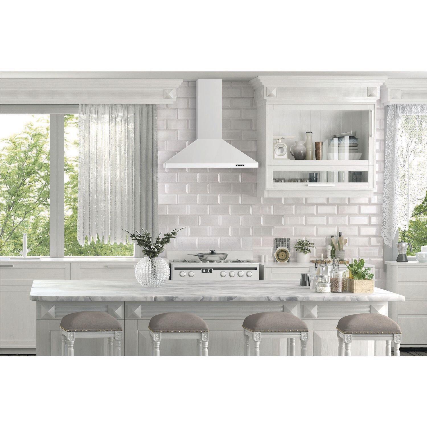 Broan EW4830WH Broan® 30-Inch Convertible Wall-Mount Chimney Range Hood, 400 Cfm, White