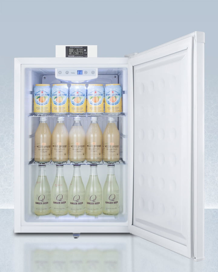 Summit FF31L7NZ Compact Commercially Approved Nutrition Center Series All-Refrigerator In White With Front Lock And Digital Temperature Display