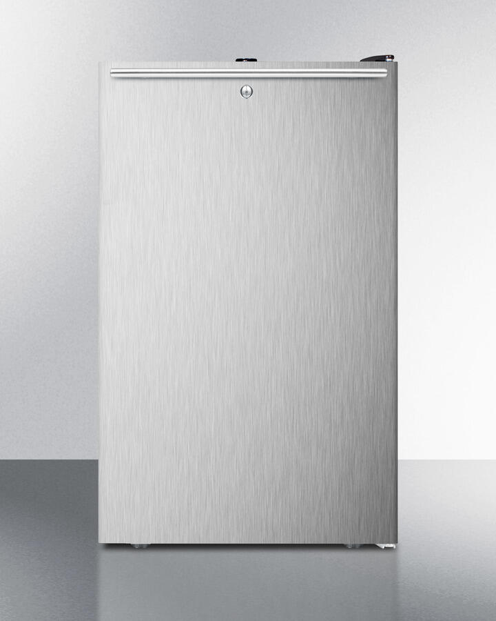 Summit FF521BLSSHHADA Ada Compliant 20" Wide Counter Height All-Refrigerator For General Purpose Use, Auto Defrost With A Lock, Ss Door, Horizontal Handle, And Black Cabinet