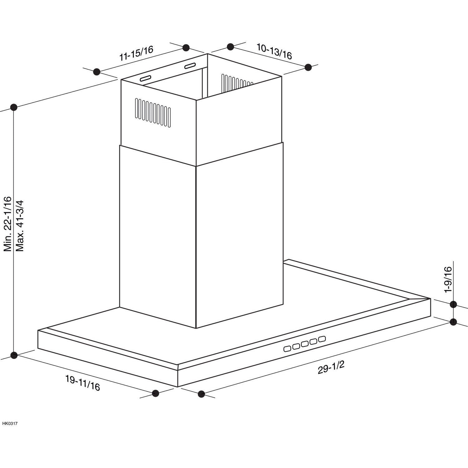 Broan BWT2304SS Broan® 30-Inch Convertible Wall-Mount T-Style Chimney Range Hood, 450 Max Cfm, Stainless Steel