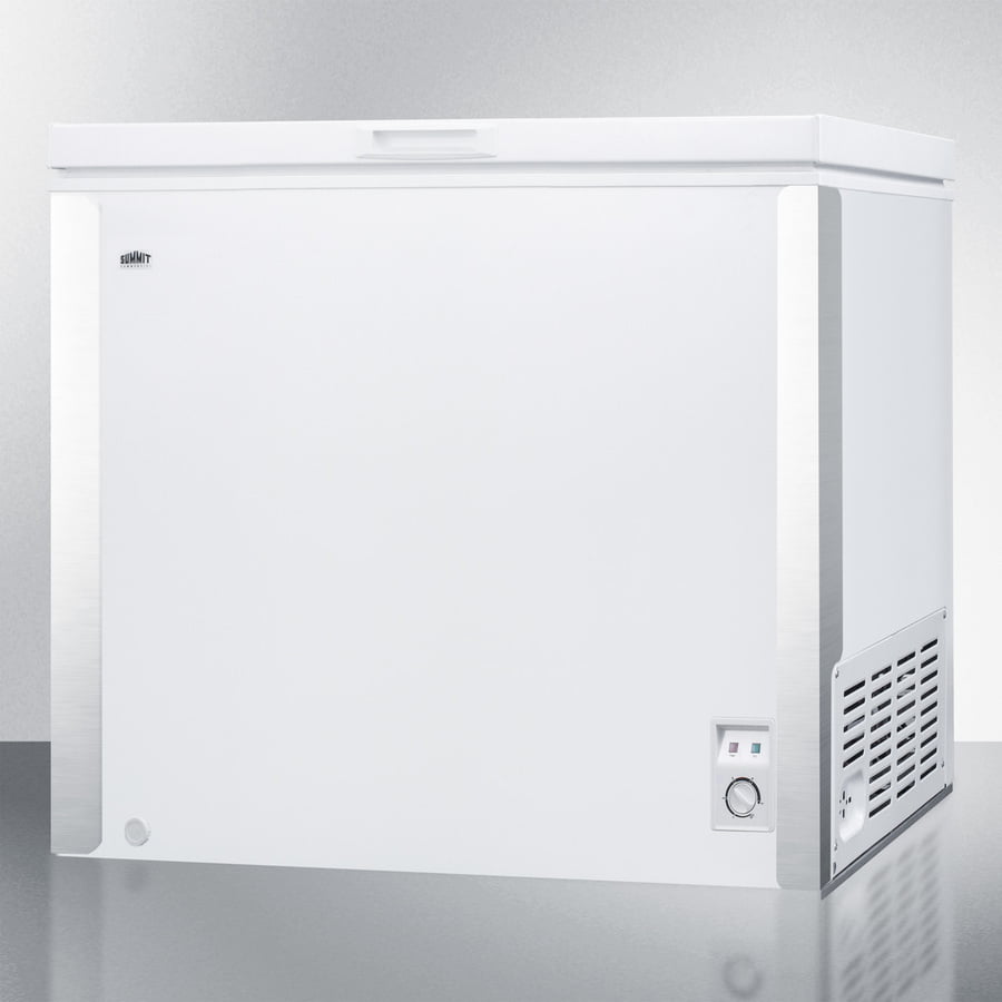 Summit SCFM62 Commercially Listed 7 Cu.Ft. Manual Defrost Chest Freezer In White With Stainless Steel Corner Protectors