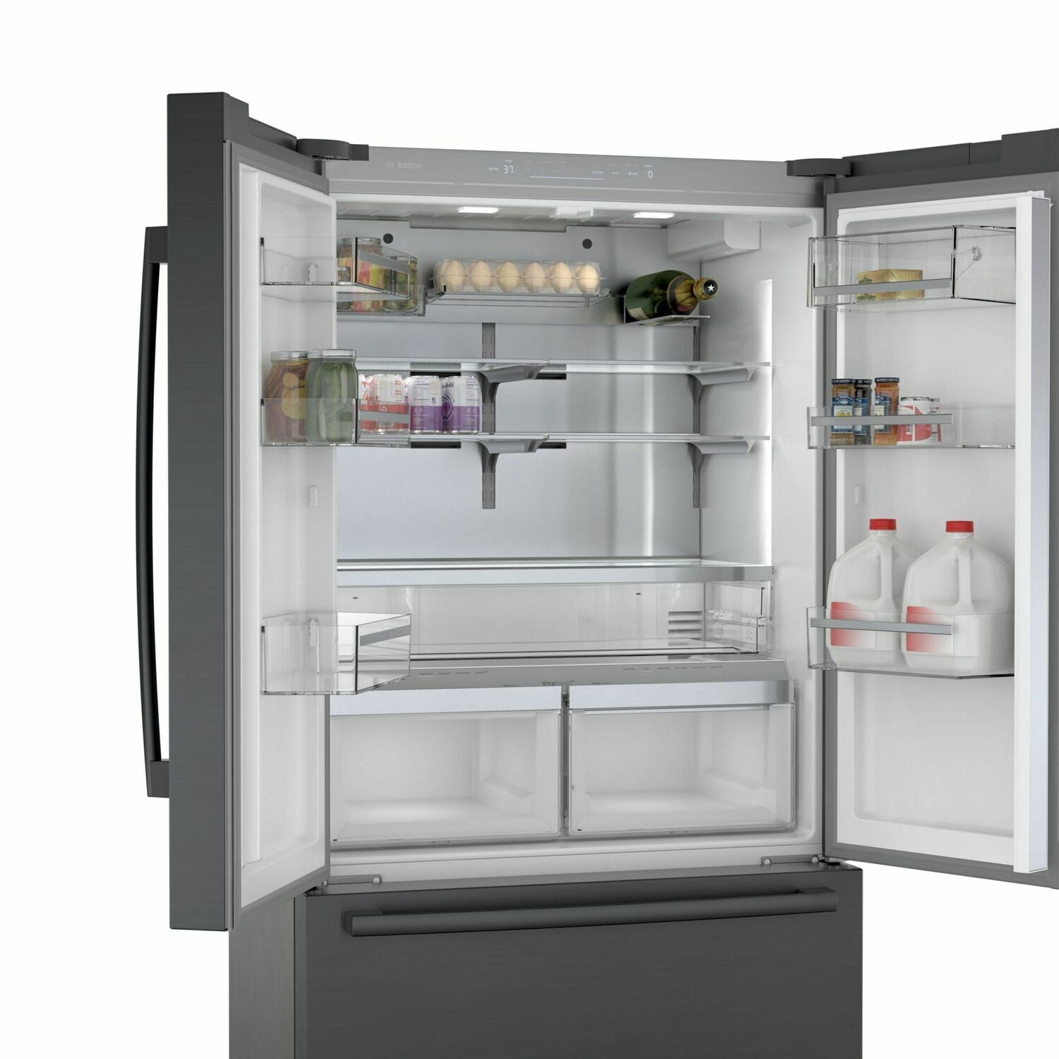 Bosch B36CT80SNB 800 Series French Door Bottom Mount Refrigerator 36'' Black Stainless Steel B36Ct80Snb