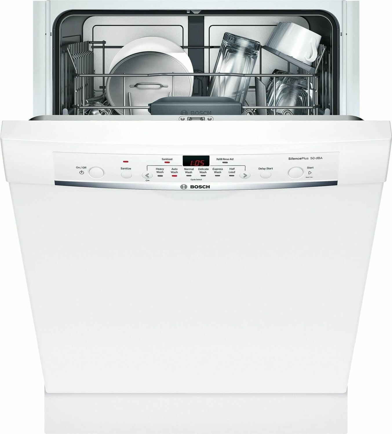 Bosch SHE3AR72UC Ascenta Recessed Hndl, 6/2 Cycles, 50 Dba, Adj Rack - Wh