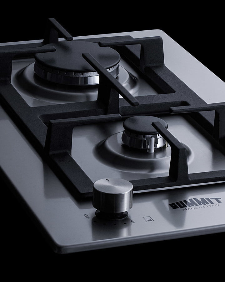Summit GCJ2SS 12" Wide 2-Burner Gas Cooktop In Stainless Steel