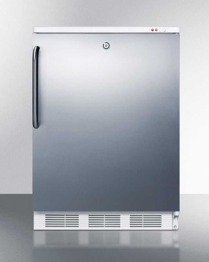 Summit VT65MLSSTB Freestanding Medical All-Freezer Capable Of -25 C Operation, With Front Lock, Wrapped Stainless Steel Door And Towel Bar Handle