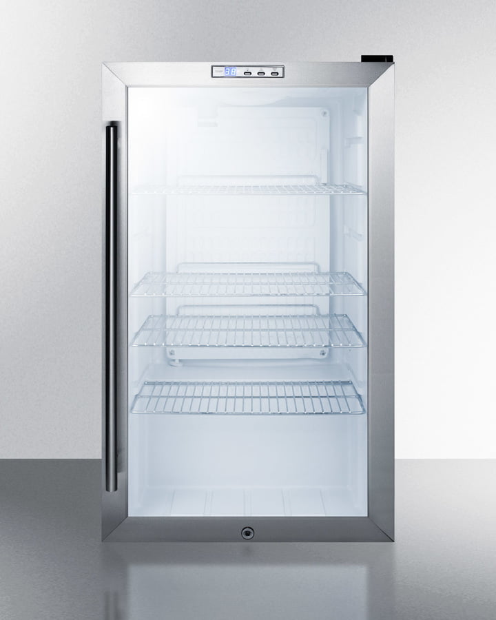 Summit SCR486LBI Commercial Built-In Capable Beverage Merchandiser With Glass Door, Black Cabinet, Front Lock, And Digital Thermostat