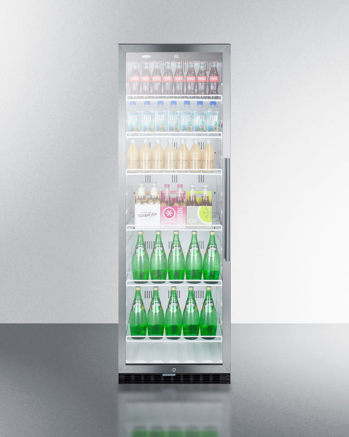 Summit SCR1400WLHCSS Commercial Beverage Merchandiser With 12.6 Cu.Ft. Capacity, Digital Thermostat, Self-Closing Door, And Stainless Steel Cabinet; Replaces Scr1400Css
