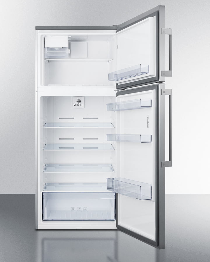 Summit FF1512SSIM Energy Star Certified Counter Depth Refrigerator-Freezer With Stainless Steel Doors, Platinum Cabinet, And Icemaker