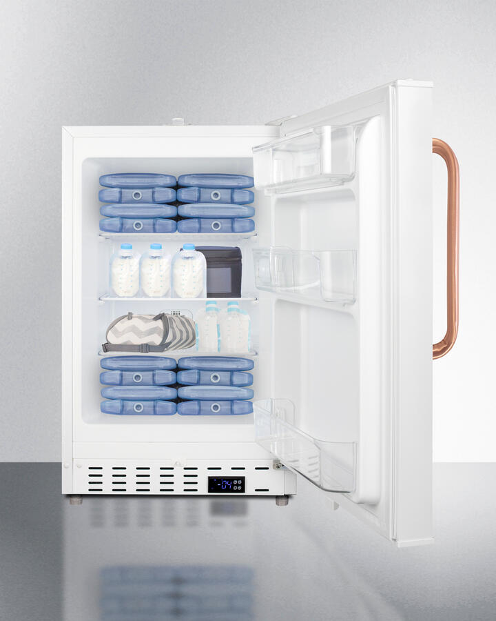 Summit ALFZ36LMCTBC Built-In Ada Compliant Momcube Residential All-Freezer In White With Antimicrobial Copper Handle, Keyed Lock, Door Storage, Digital Controls, And Manual Defrost Operation